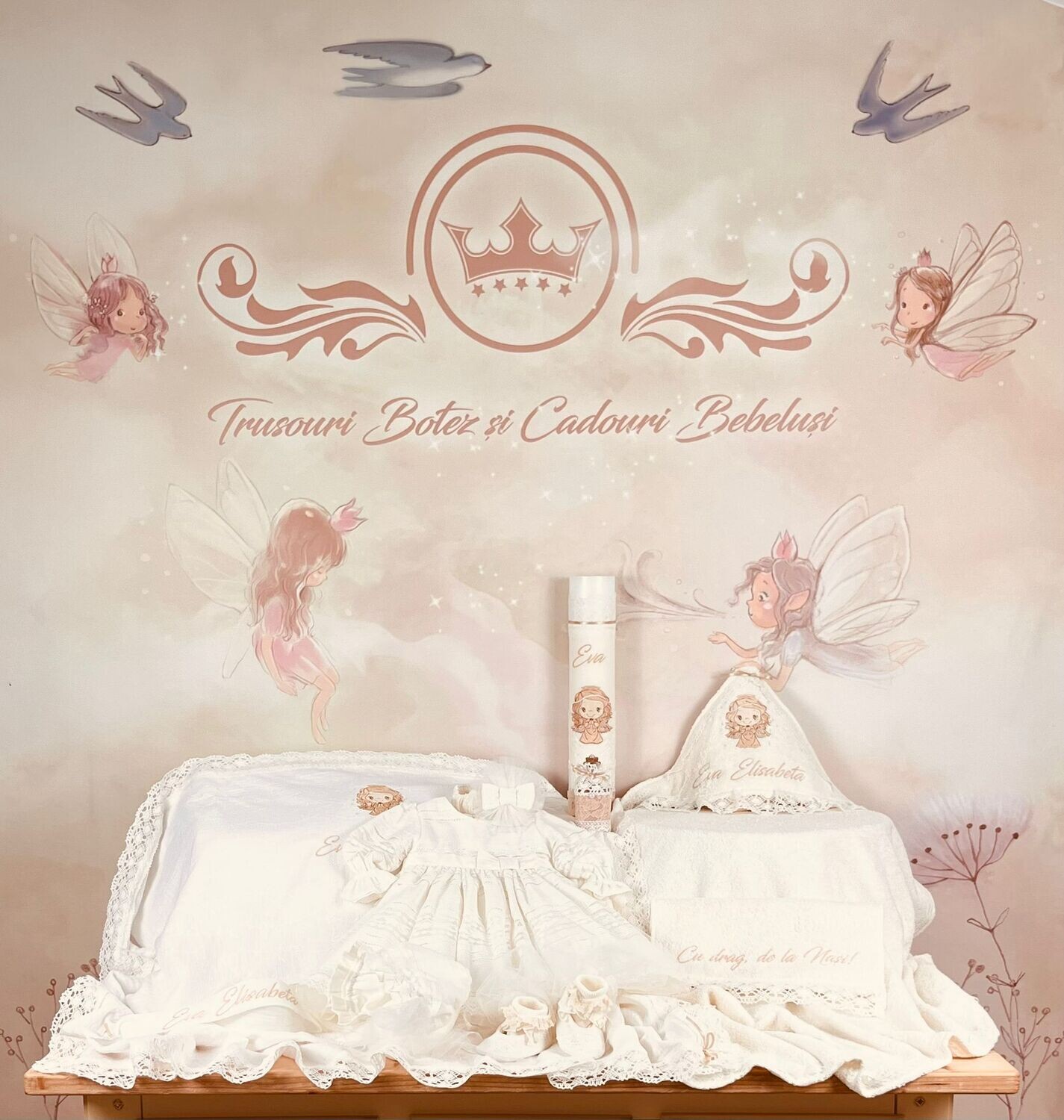 Trusou Botez Personalizat Fetita Ingeras - Set Biserica Premium