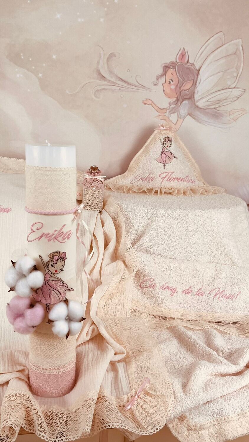 Trusou Botez Personalizat Muslin Balerina new- Set Biserica
