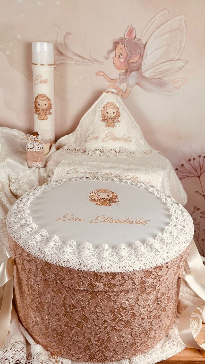 Trusou Botez Personalizat Fetita Ingeras - Set Biserica Premium
