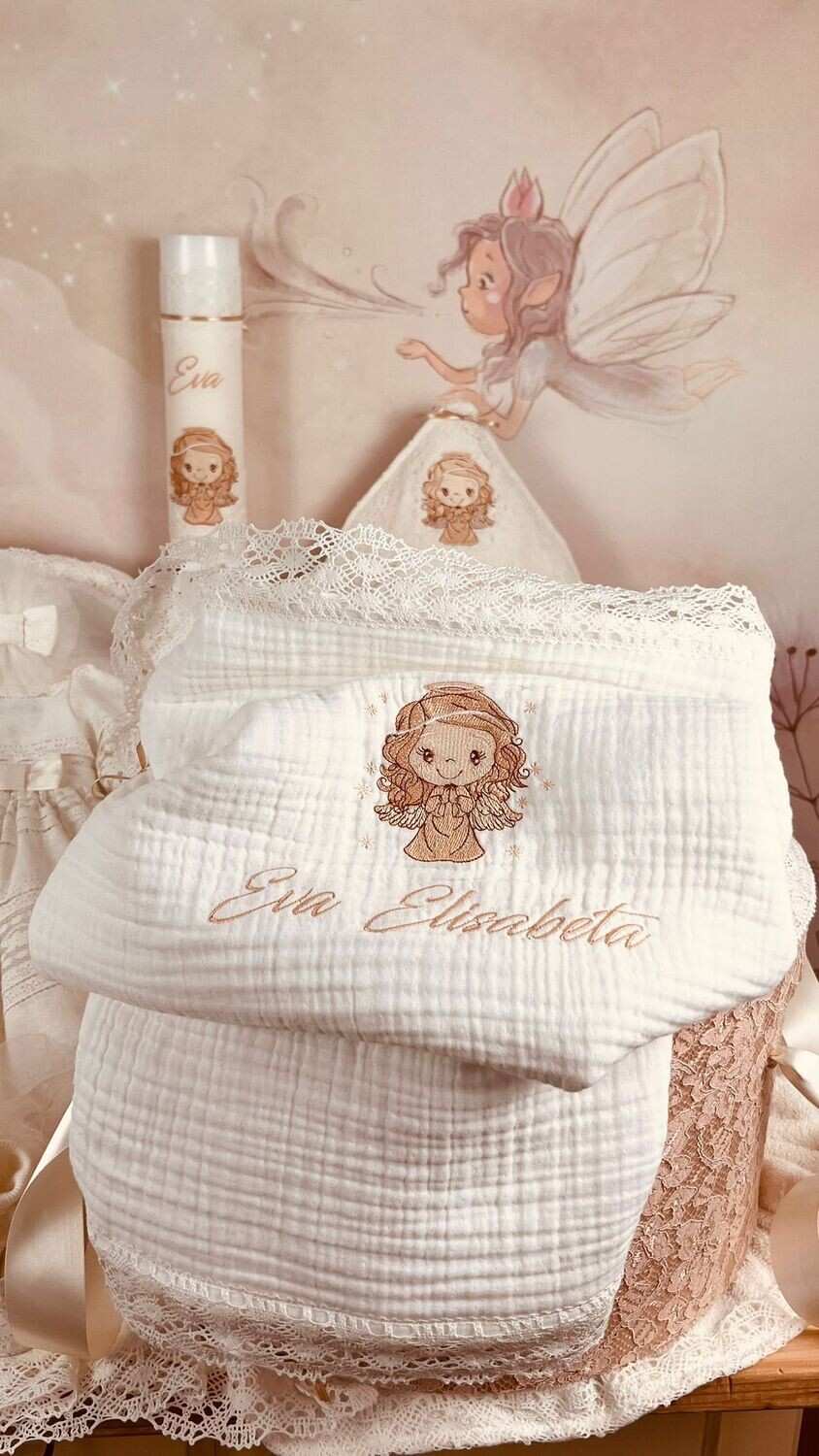 Trusou Botez Personalizat Fetita Ingeras - Set Biserica Premium