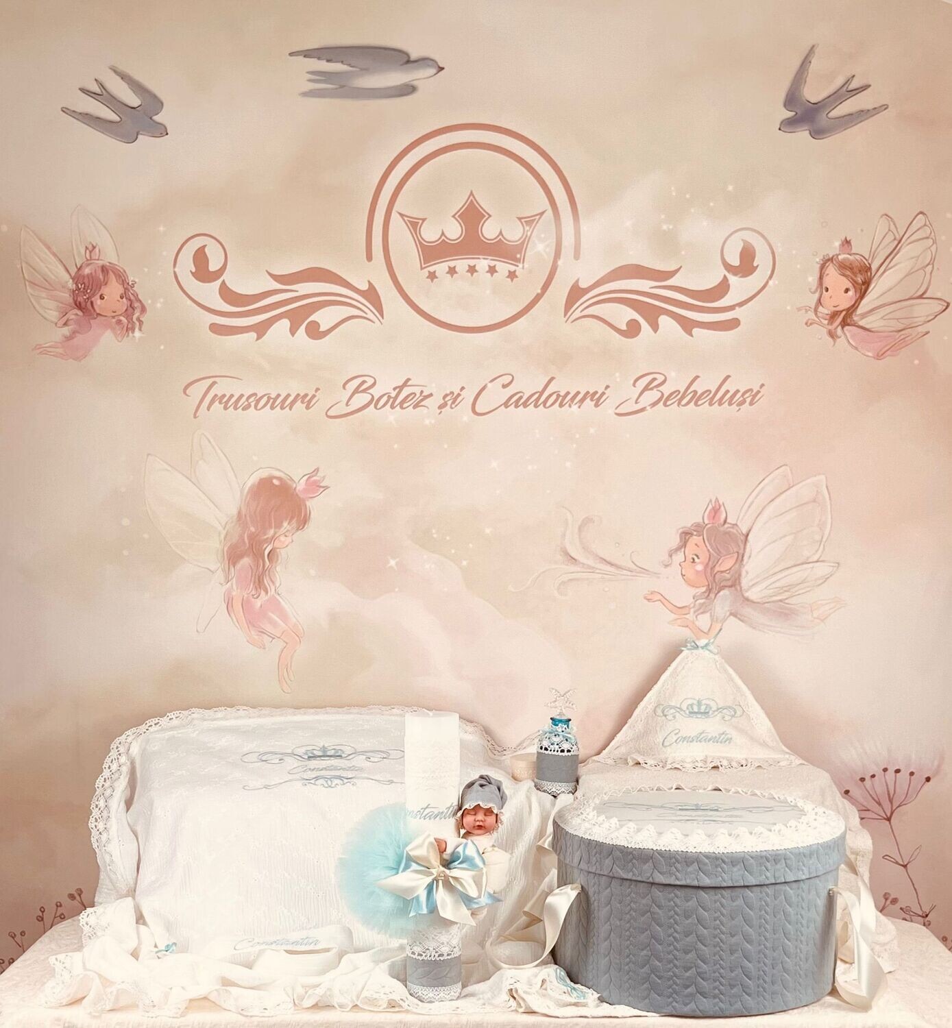 Trusou Botez Personalizat Aqua nou - Set Biserica