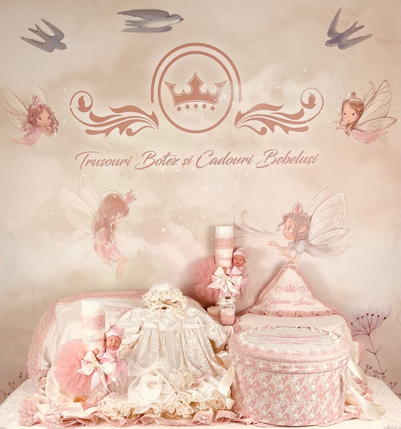 Trusou Muselina Regal roz - Set Biserica Premium