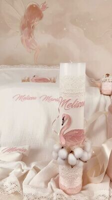Trusou Botez Muselina Lebada roz - Set Biserica PREMIUM
