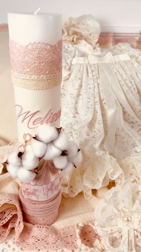 Trusou Botez Personalizat Muslin Carusel 2 - Set Biserica Premium