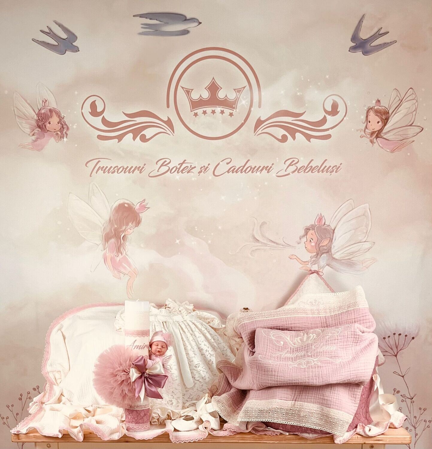 Trusou Botez Muselina Regal Amira - Set Biserica Premium