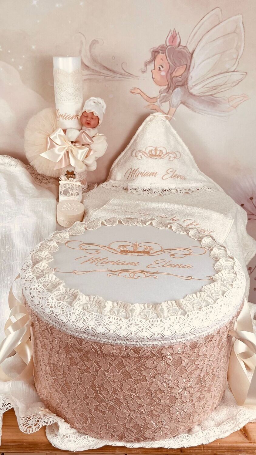 Trusou Botez Personalizat Muslin Regal Miriam - Set Biserica
