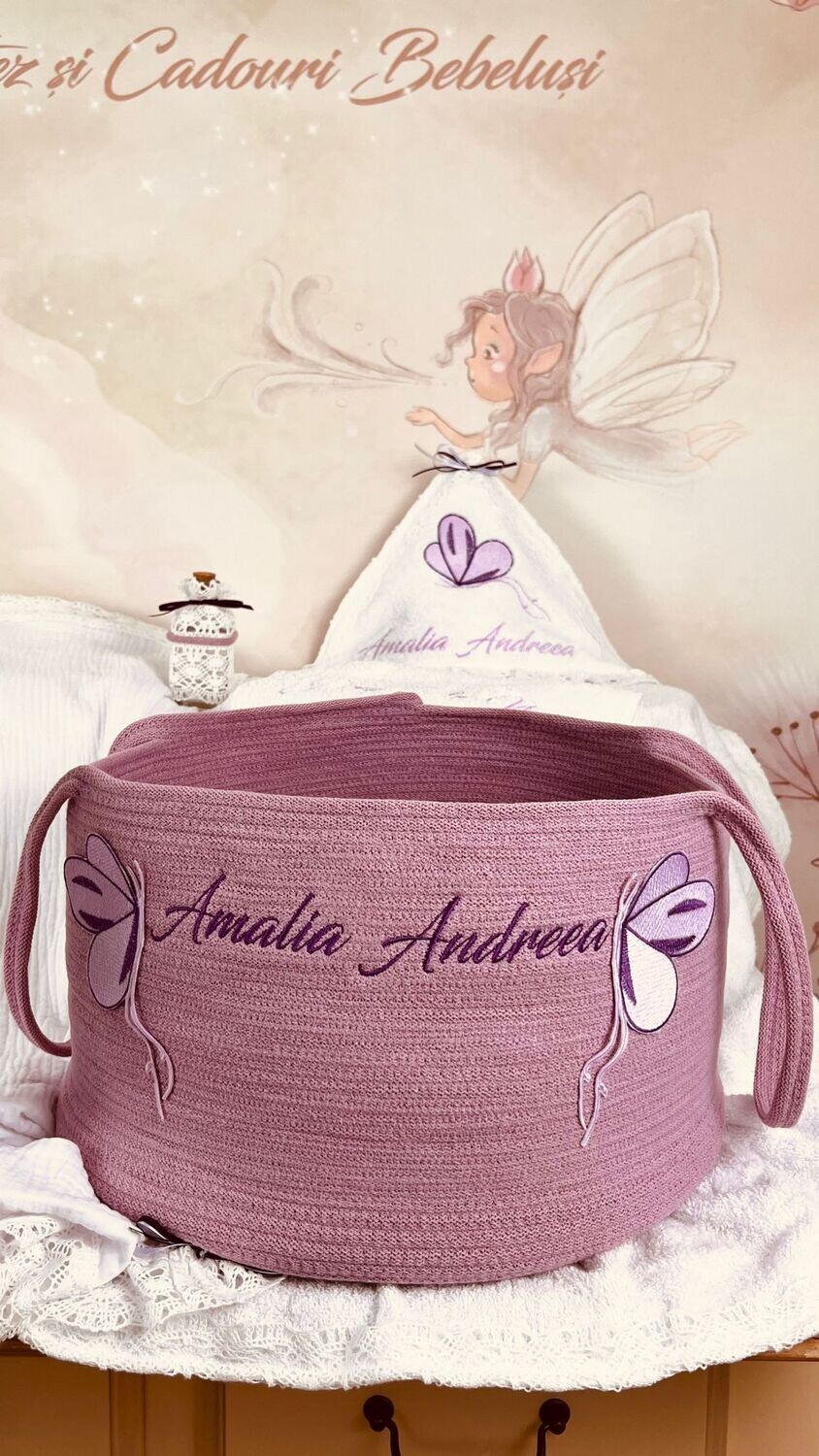 Trusou Botez Personalizat Fluturi Lila Amalia - Set Biserica