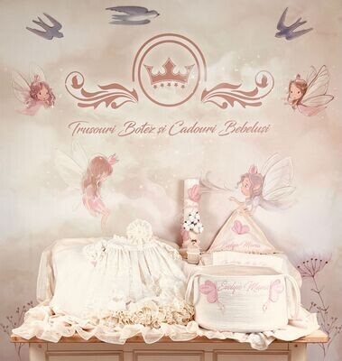 Trusou Botez Bumbac si Fluturi nou- Set Biserica Premium