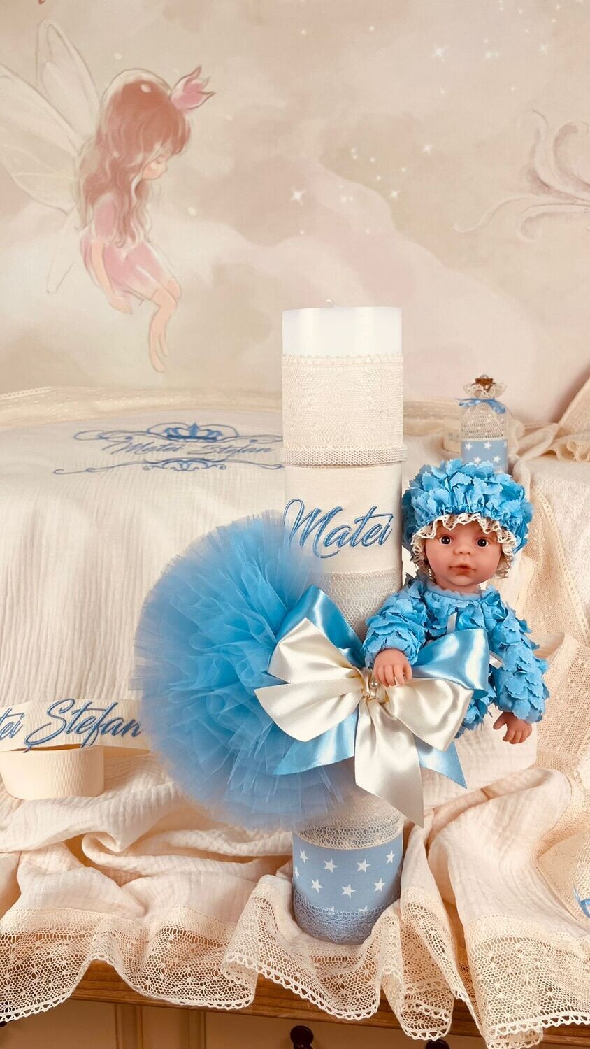 Trusou Botez Muslin Royal Bleu - Set Biserica Premium