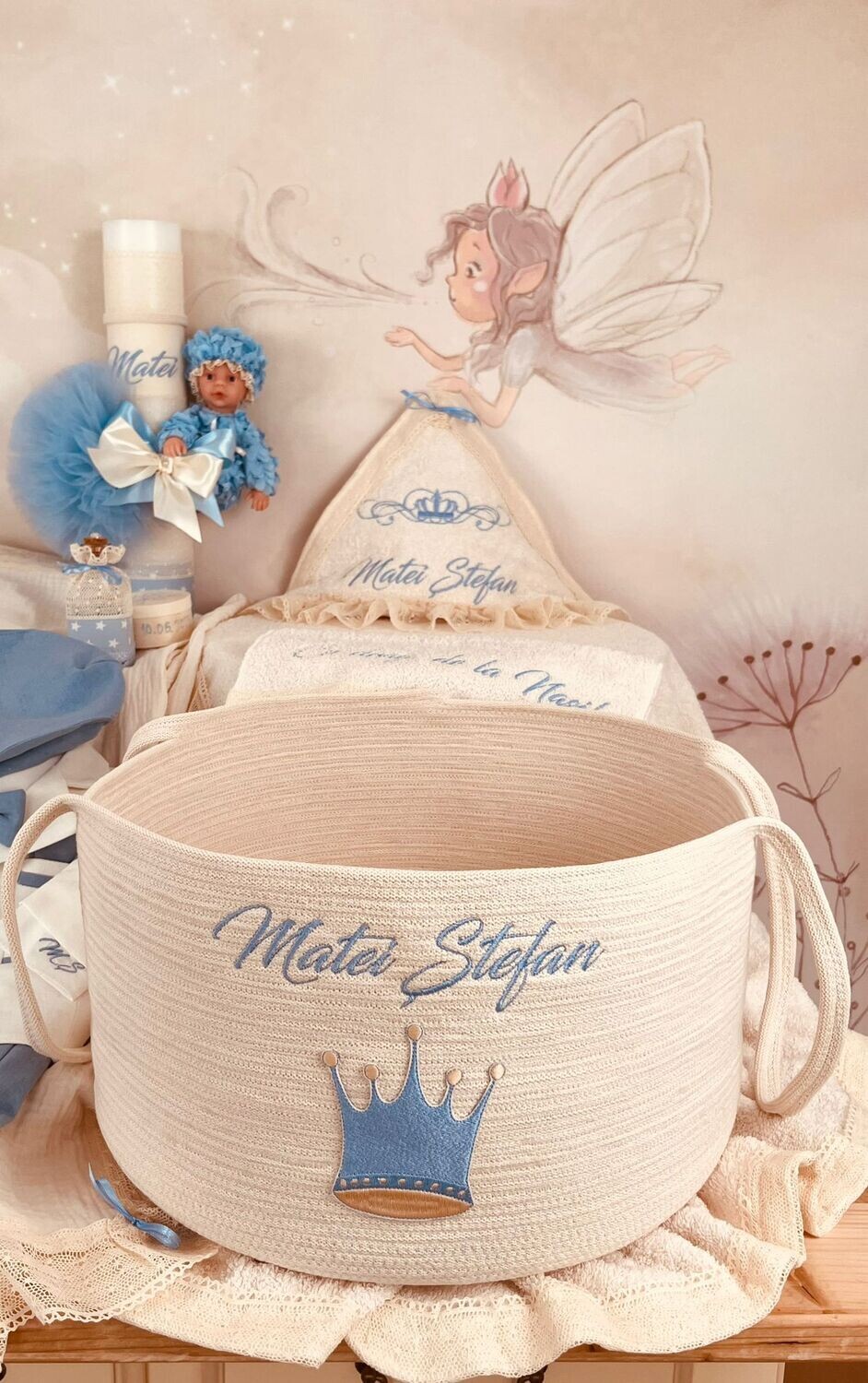 Trusou Botez Muslin Royal Bleu - Set Biserica Premium