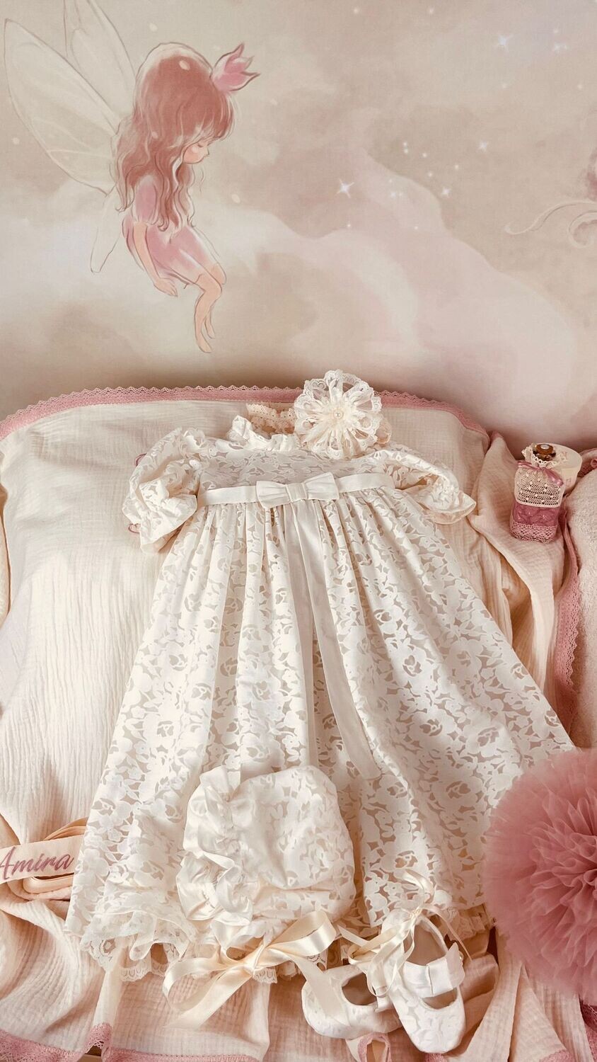 Trusou Botez Personalizat Muslin Regal roz pudra - Set Biserica