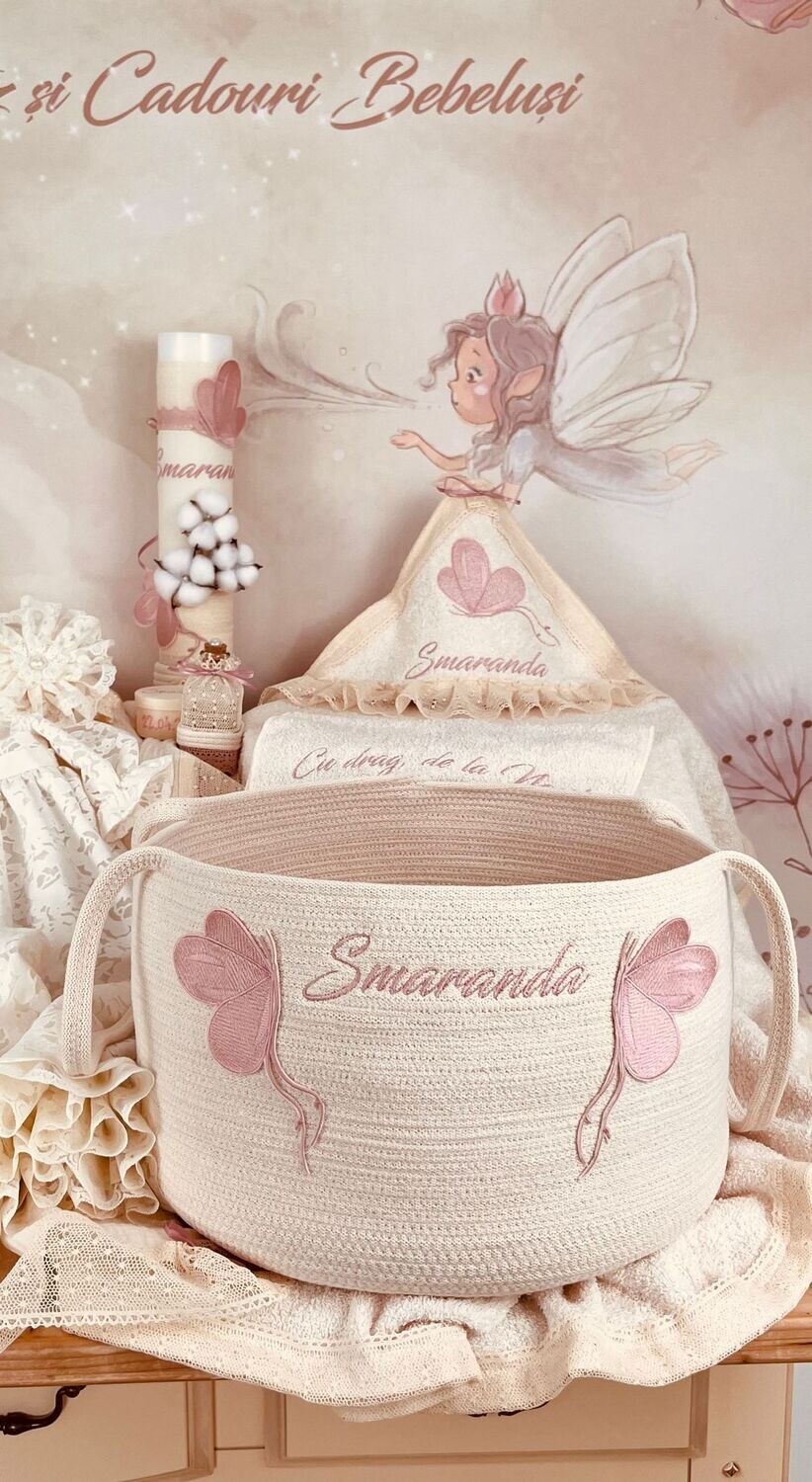 Trusou Botez Muslin Fluturi Smaranda - Set Biserica Premium