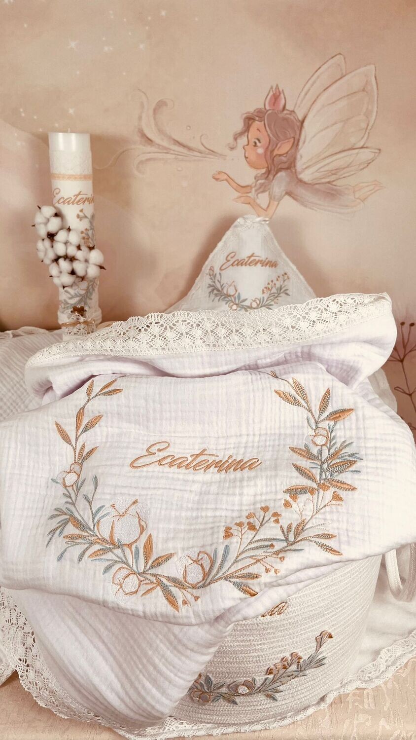Trusou Botez Muslin Eucalipt - Set Biserica Premium