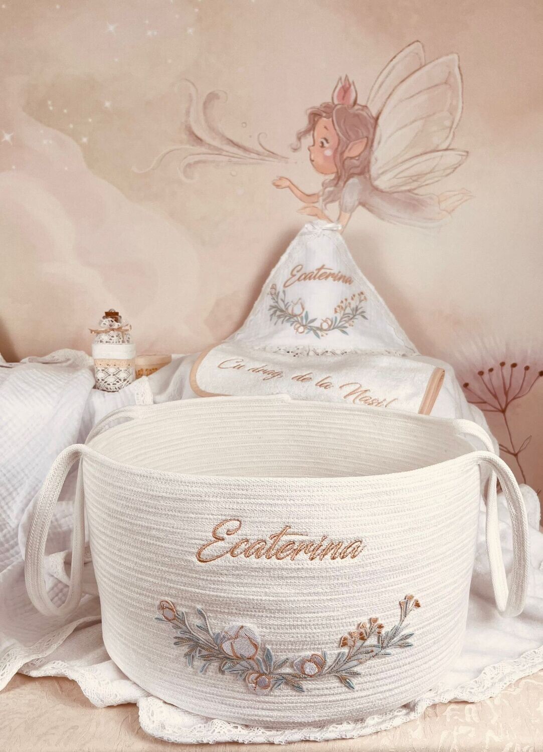 Trusou Botez Muslin Eucalipt - Set Biserica Premium