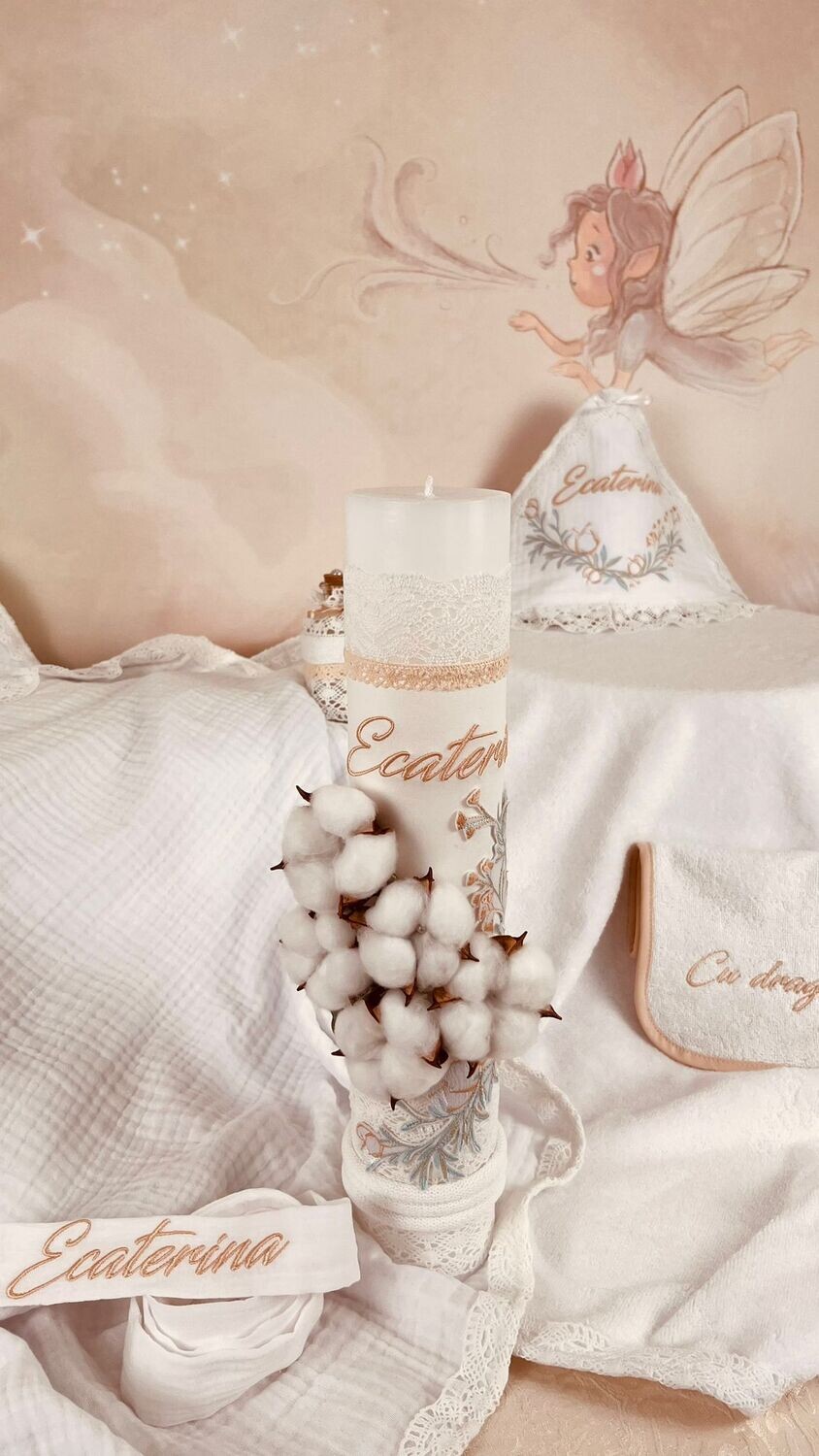 Trusou Botez Muslin Eucalipt - Set Biserica Premium