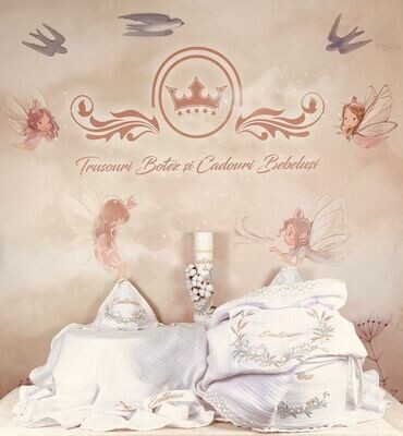 Trusou Botez Muslin Eucalipt - Set Biserica Premium