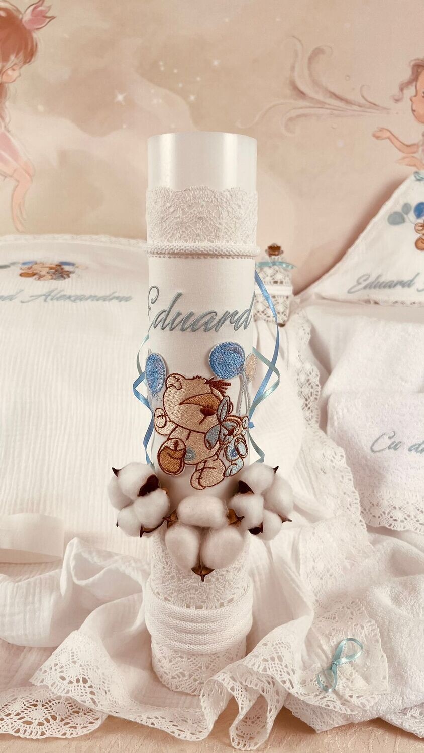 Trusou Botez Muselina Urs cu Baloane - Set Biserica