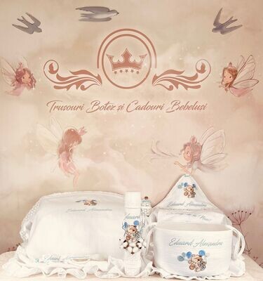 Trusou Botez Muselina Urs cu Baloane - Set Biserica