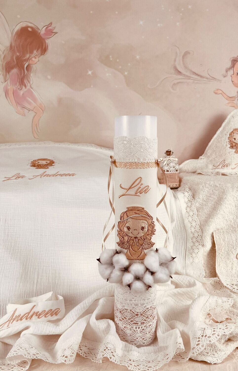 Trusou Botez Muselina Fetita Ingeras Lia - Set Biserica