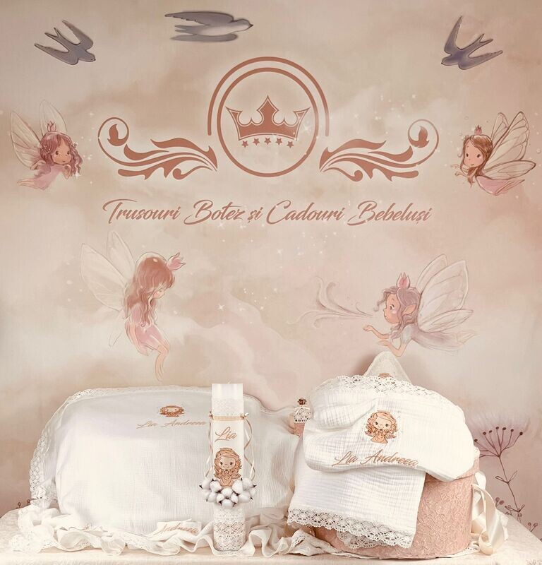 Trusou Botez Muselina Fetita Ingeras Lia - Set Biserica Trusou Botez Muselina Fetita Ingeras Lia - Set Biserica