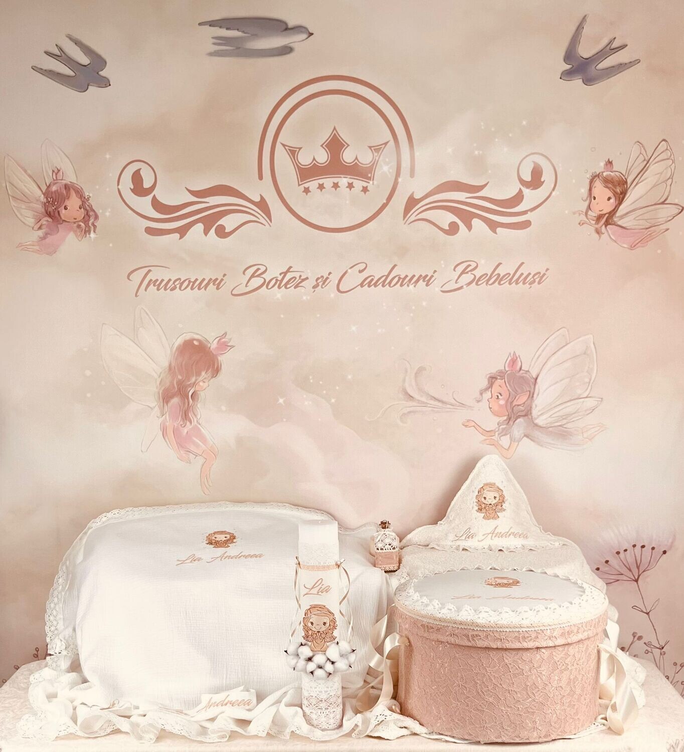 Trusou Botez Muselina Fetita Ingeras Lia - Set Biserica