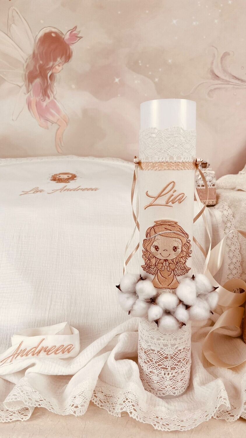 Trusou Botez Muselina Fetita Ingeras Lia - Set Biserica