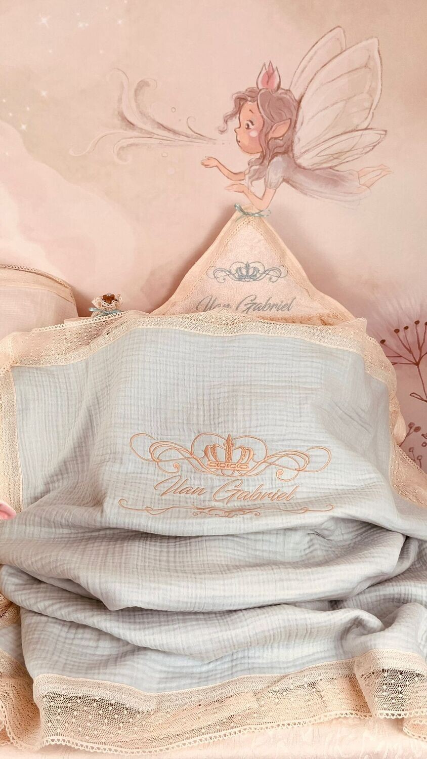 Trusou Botez Personalizat Muselina Oita - Set Biserica