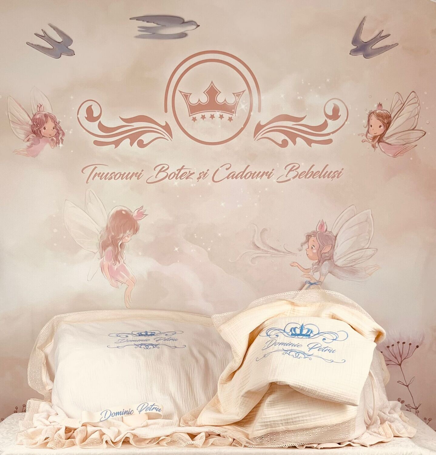 Trusou Botez Personalizat Muselina Royal new - Set Biserica