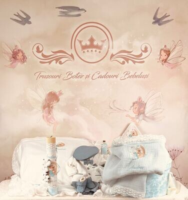 Trusou Botez Muselina Urs pe Luna - Set Biserica