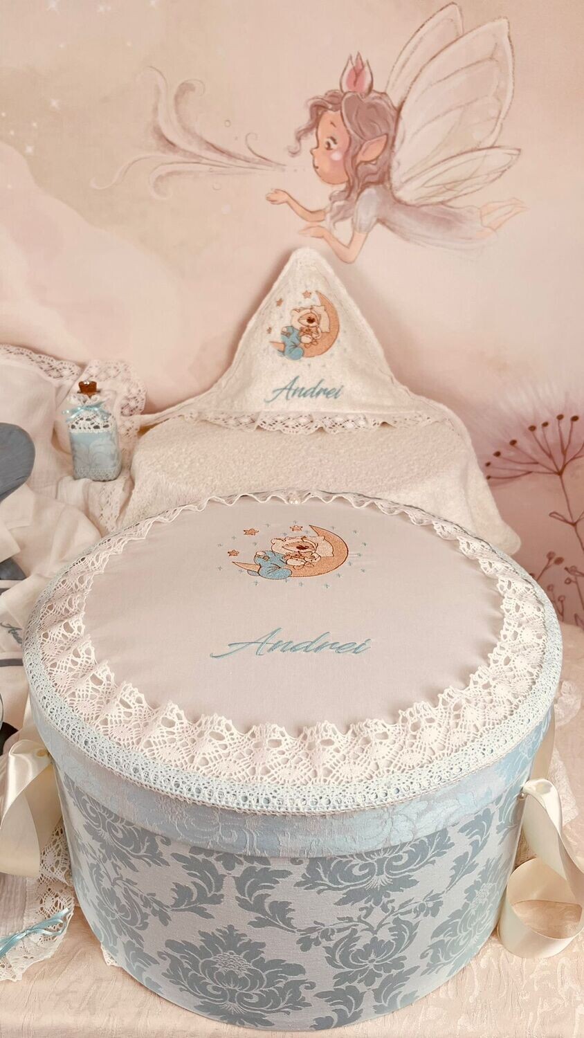 Trusou Botez Muselina Urs pe Luna - Set Biserica