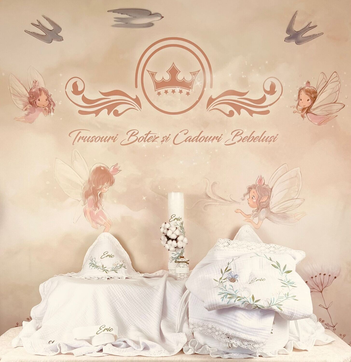 Trusou Botez Muselina Eucalipt Eric- Set Biserica Premium
