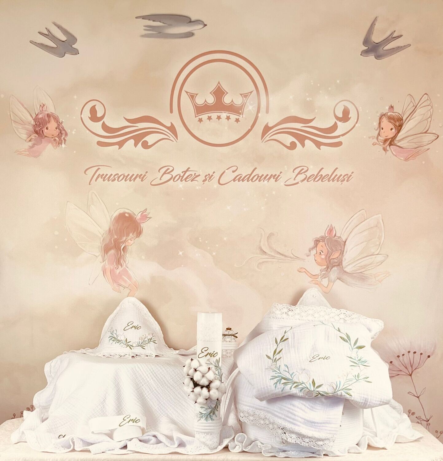Trusou Botez Muselina Eucalipt Eric- Set Biserica Premium