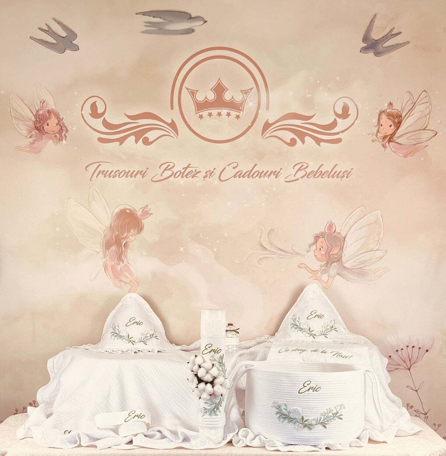 Trusou Botez Muselina Eucalipt Eric- Set Biserica Premium