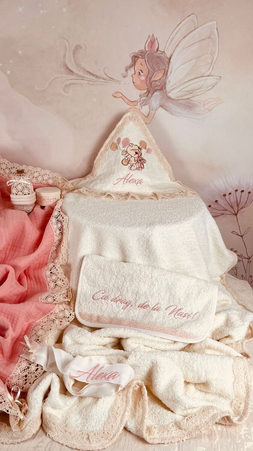 Trusou Botez Muselina Urs cu baloane Alexa - Set Biserica