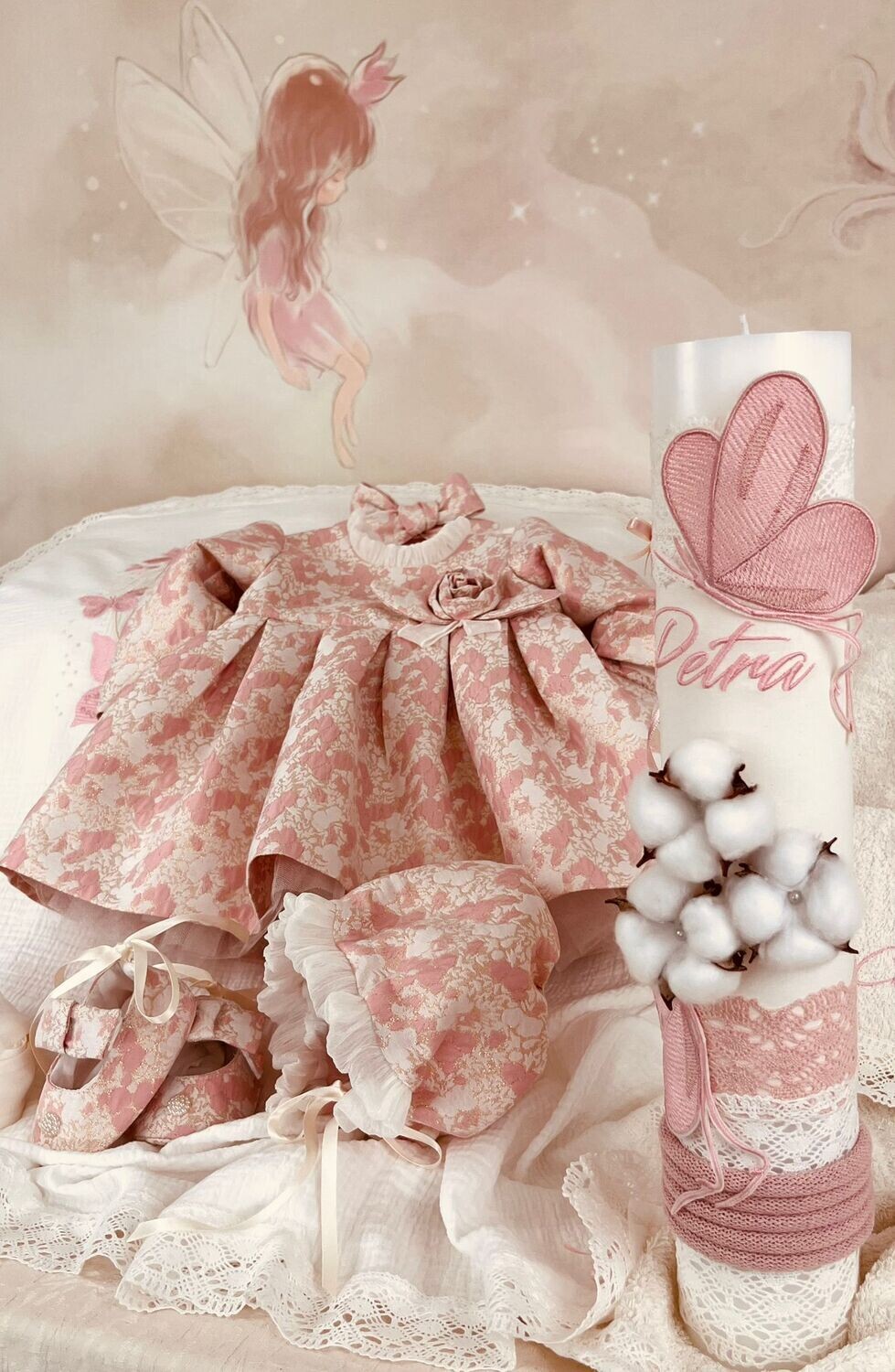 Trusou Botez Muselina Bumbac si Fluturi​ 5- Set Biserica