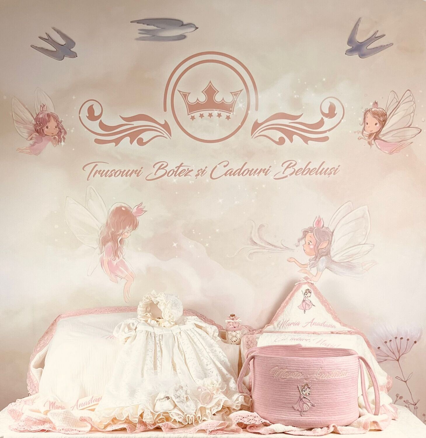 Trusou Botez Personalizat Muselina Balerina new - Set Biserica