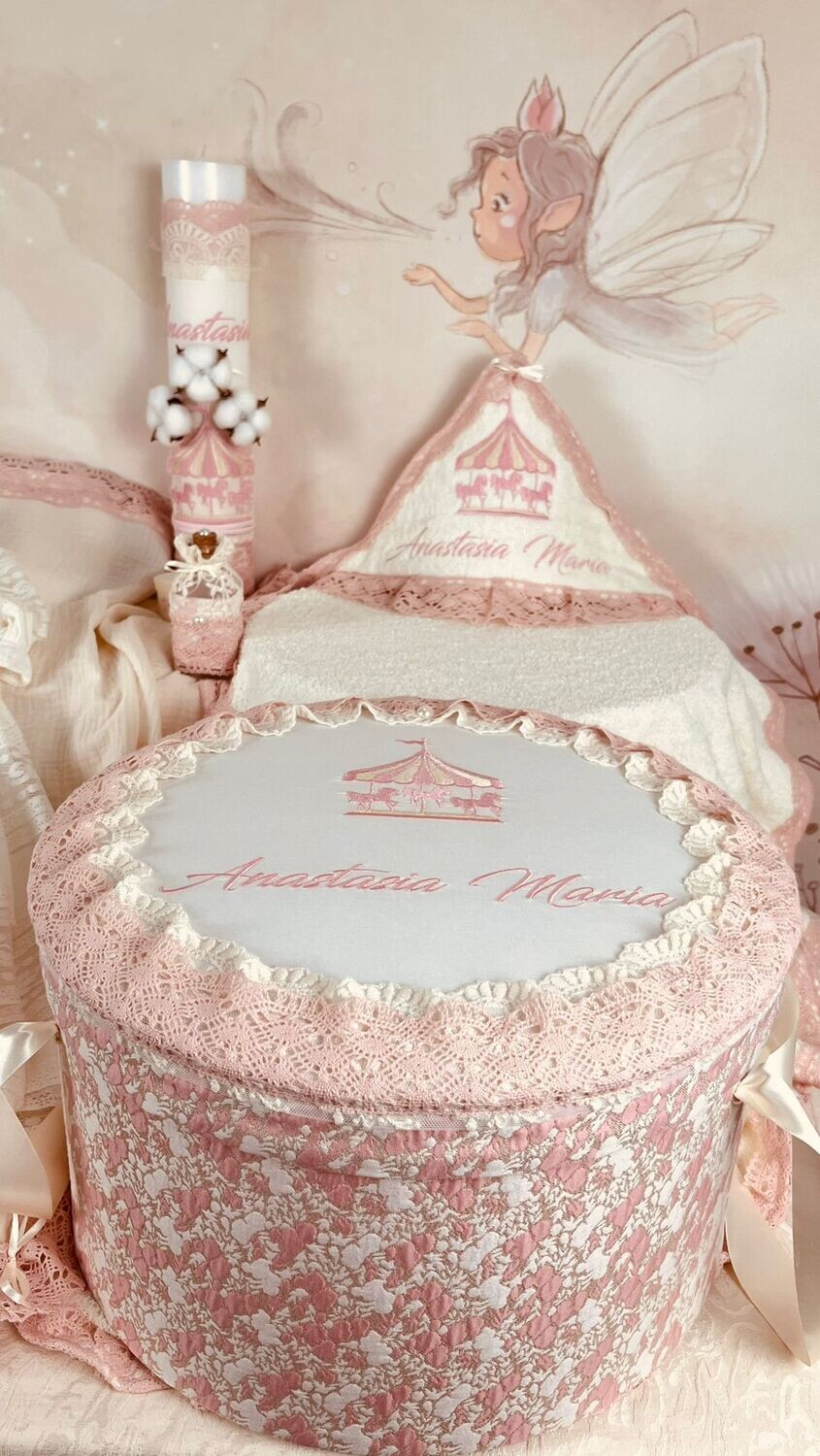 Trusou Botez Personalizat Muselina Carusel new - Set Biserica