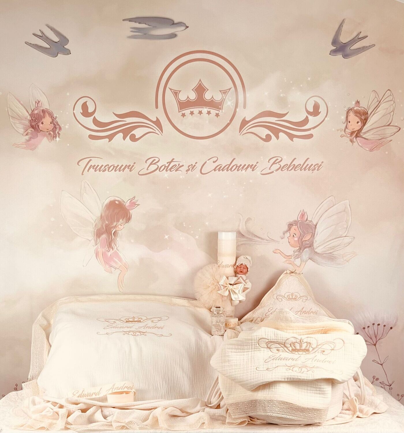 Trusou Botez Personalizat Muselina Royal - Set Biserica Premium