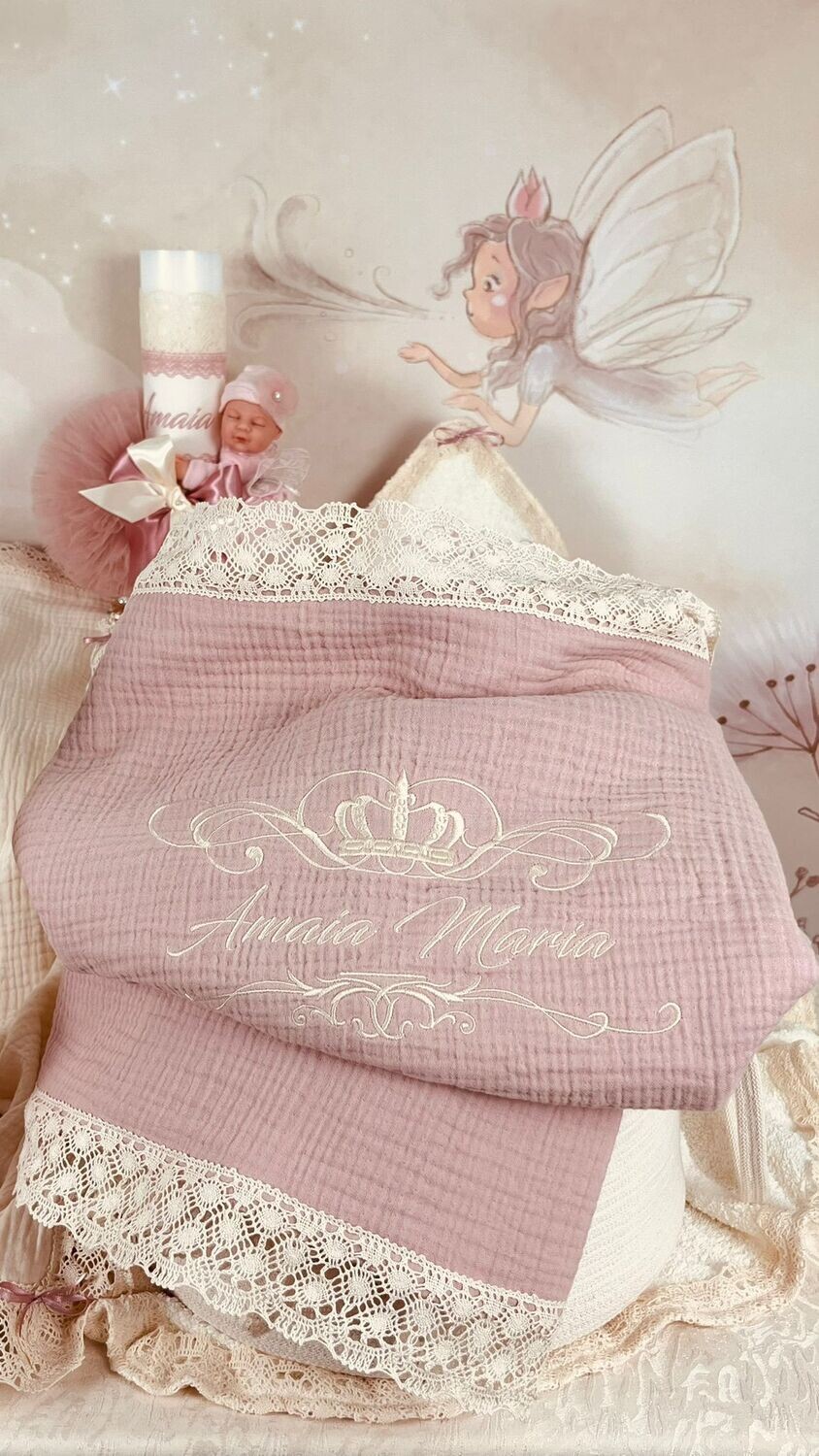 Trusou Botez Personalizat Muselina Royal  - Set Biserica Premium