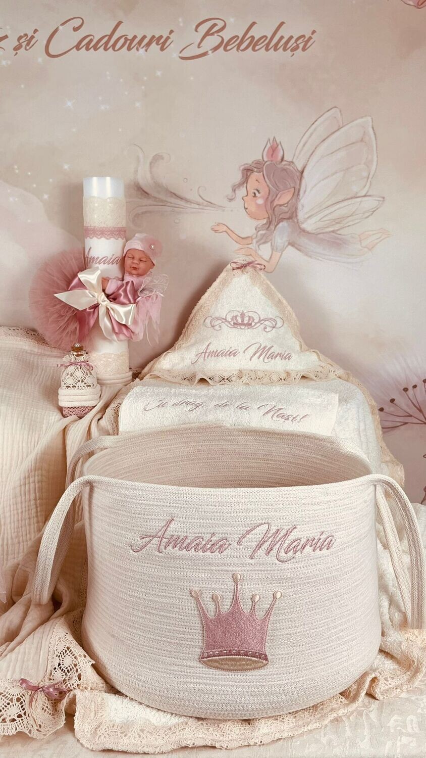 Trusou Botez Personalizat Muselina Royal  - Set Biserica Premium