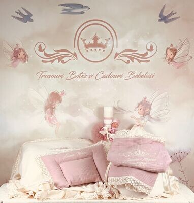 Trusou Botez Personalizat Muselina Royal  - Set Biserica Premium