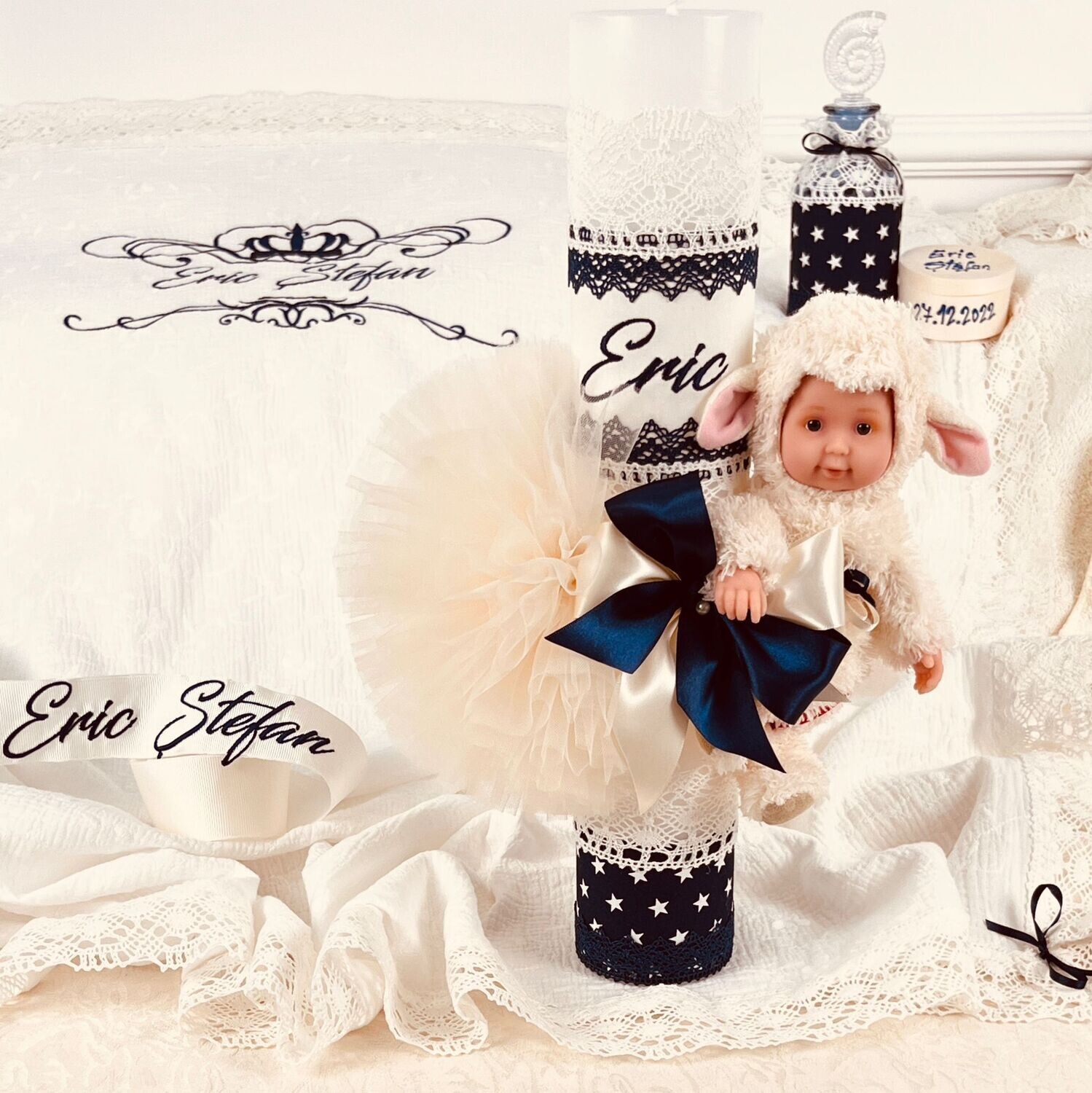 Trusou Botez Personalizat Muselina Oita - Set Biserica