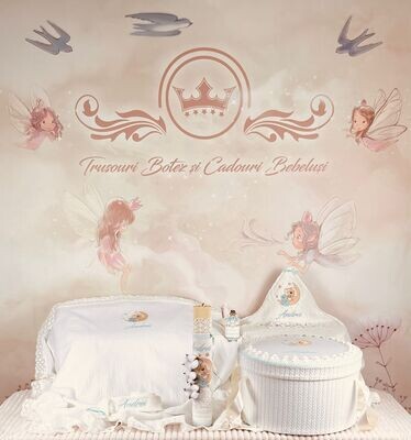 Trusou Botez Muselina Urs pe Luna nou - Set Biserica