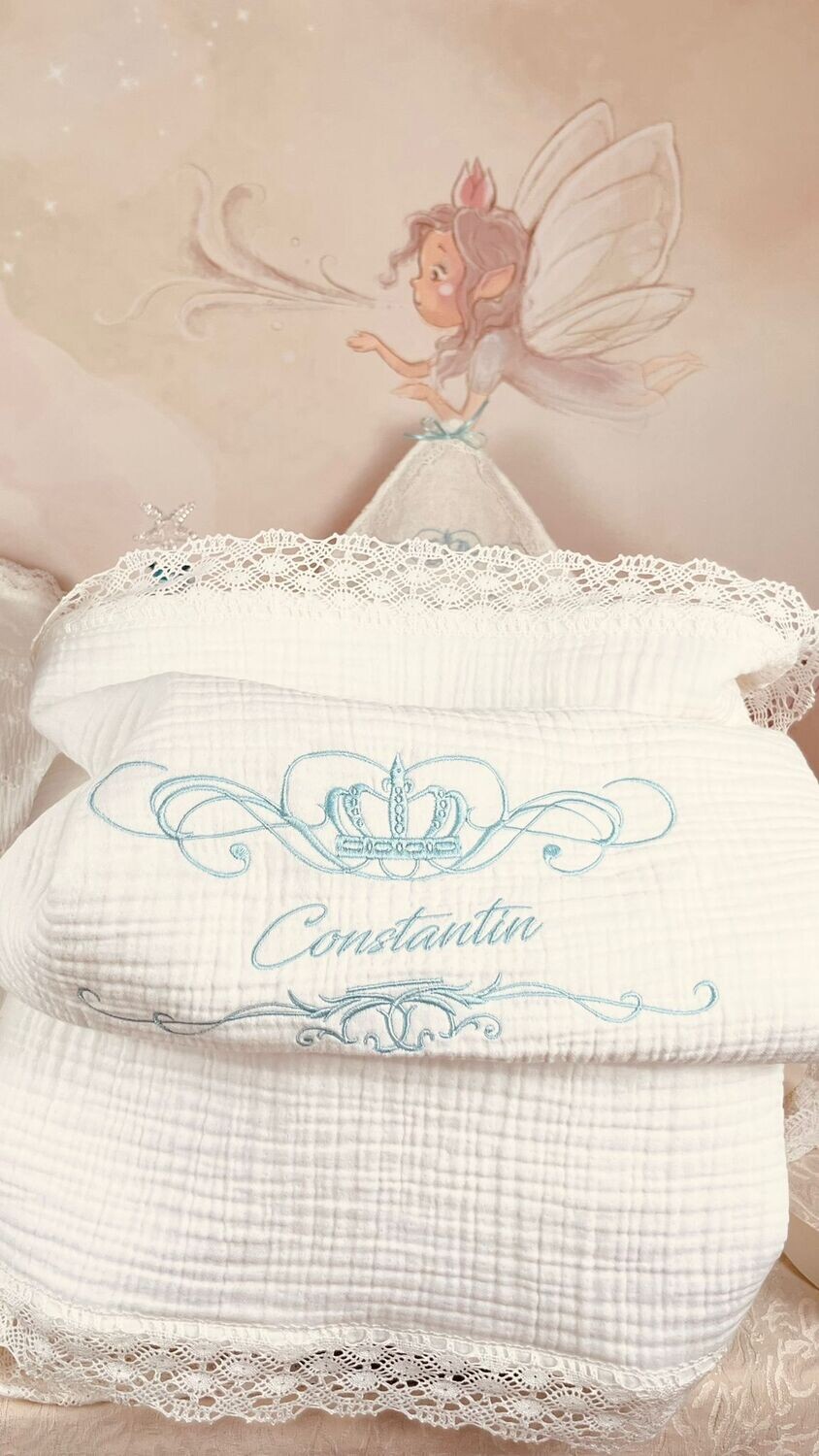 Set Cadou Botez Muselina verde Aqua