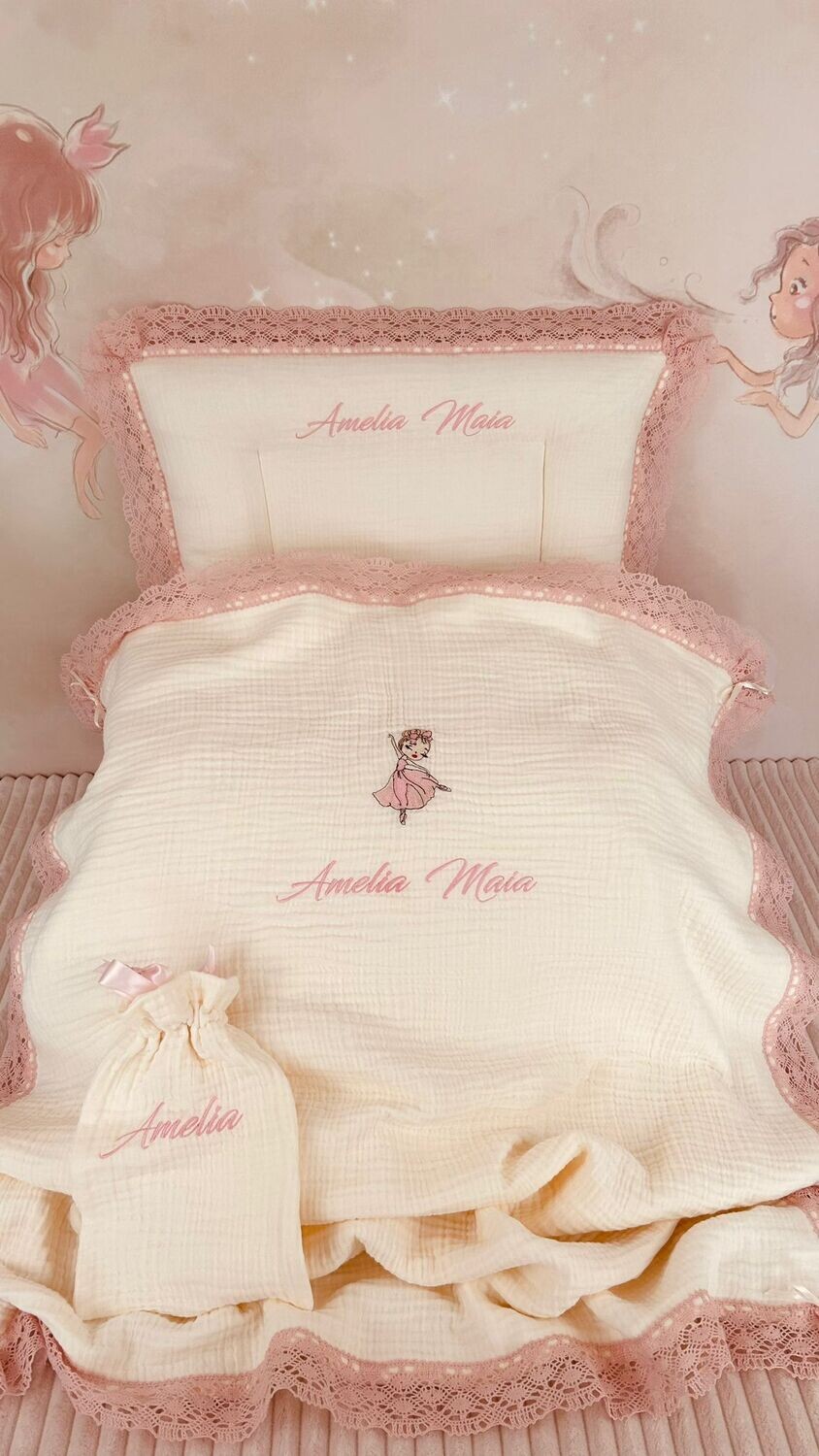 Set Cadou Botez Muselina Balerina