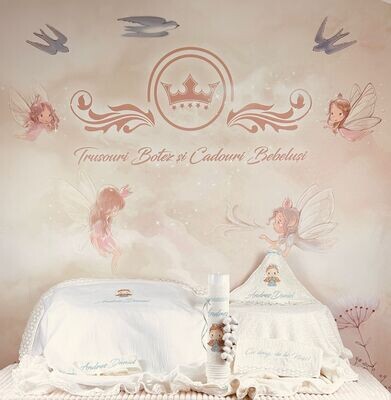 Trusou Botez Muselina Ingeras aqua - Set Biserica