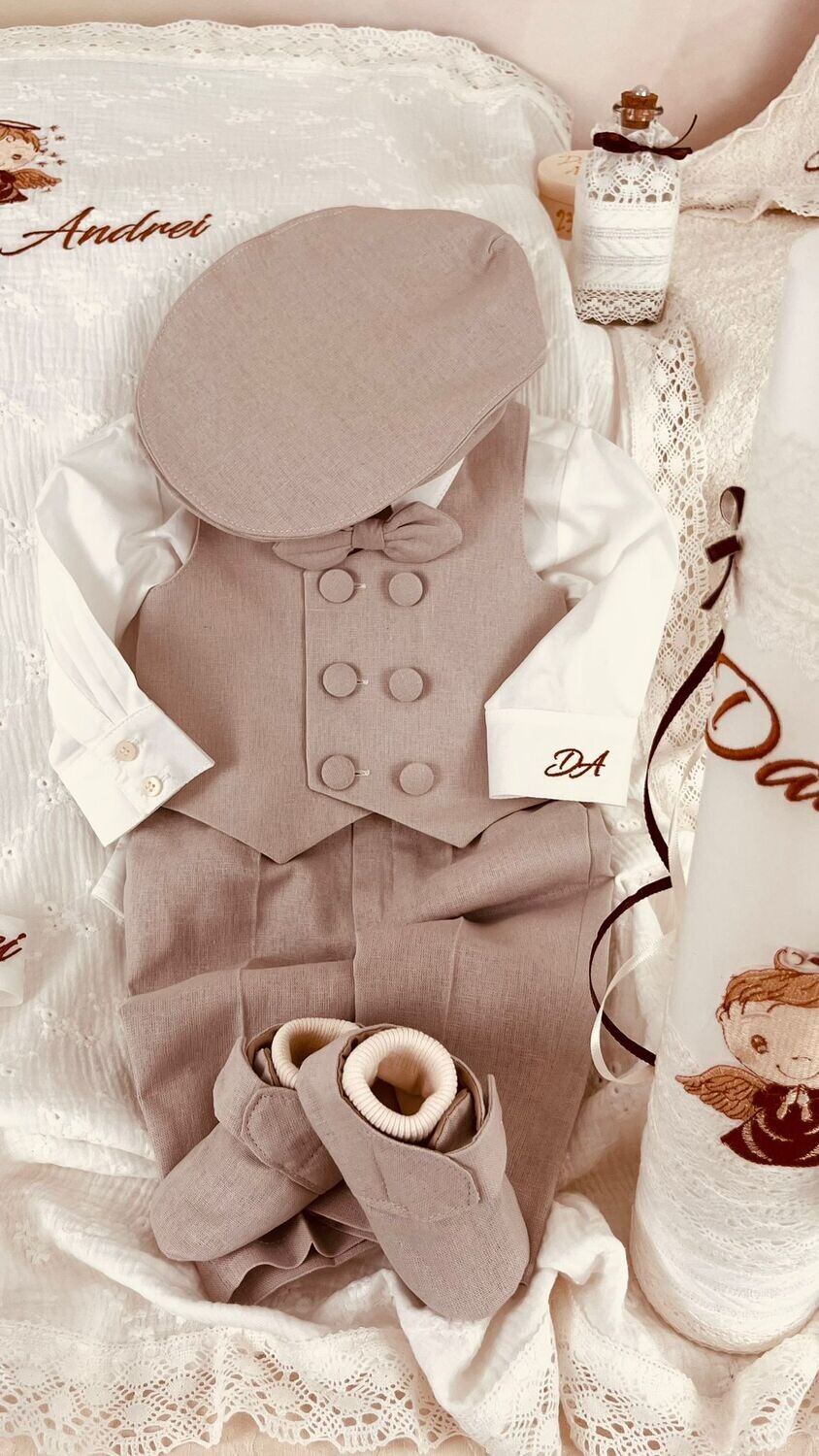 Trusou Botez Muselina Ingeras Brown - Set Biserica