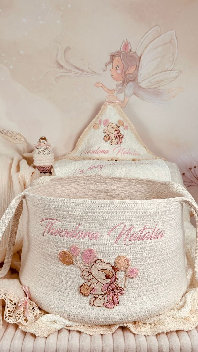 Trusou Botez Muselina Urs cu Baloane  Naty- Set Biserica