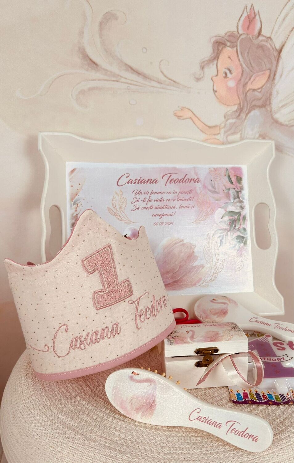 Set Turta Lebada Aniversare 1 an