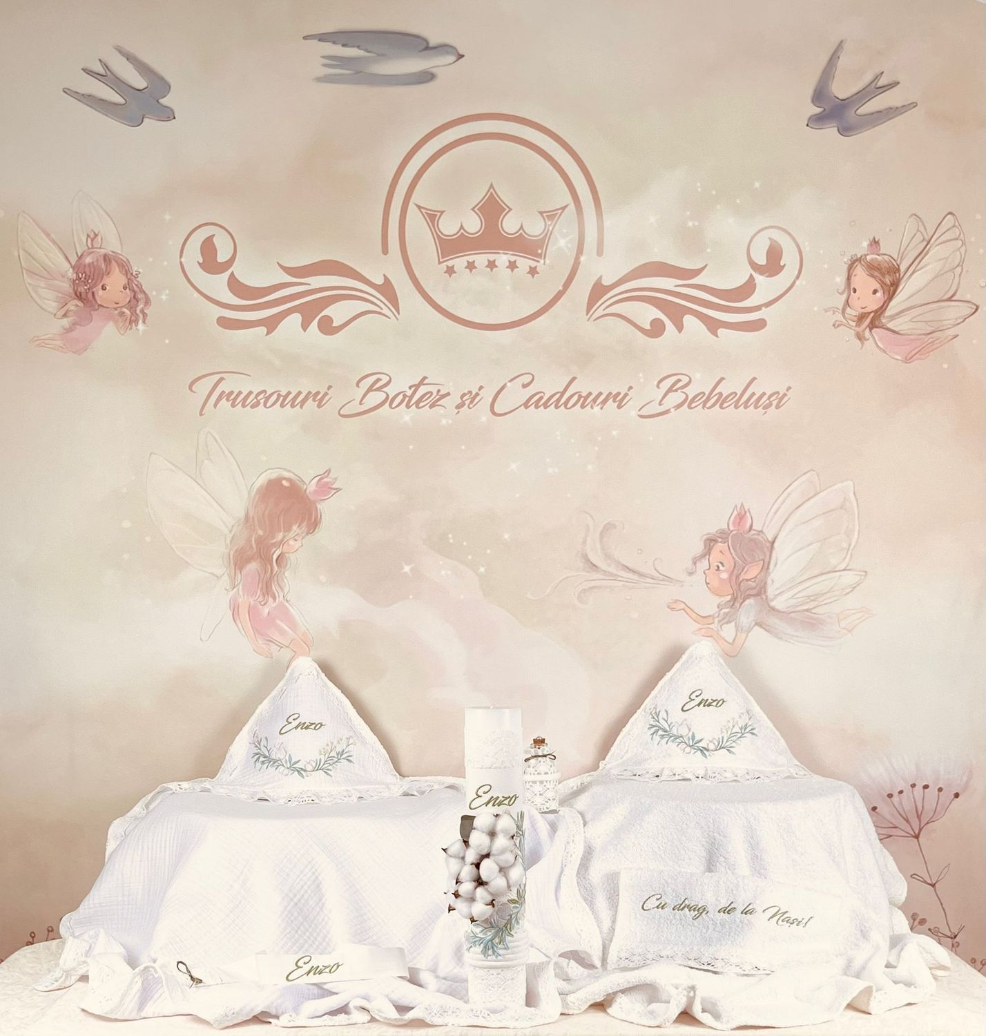 Trusou Botez Muselina Eucalipt Enzo- Set Biserica Premium
